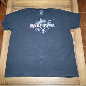 Salt Water Soul Black Unisex Tee American Flag Logo - Size 3XL